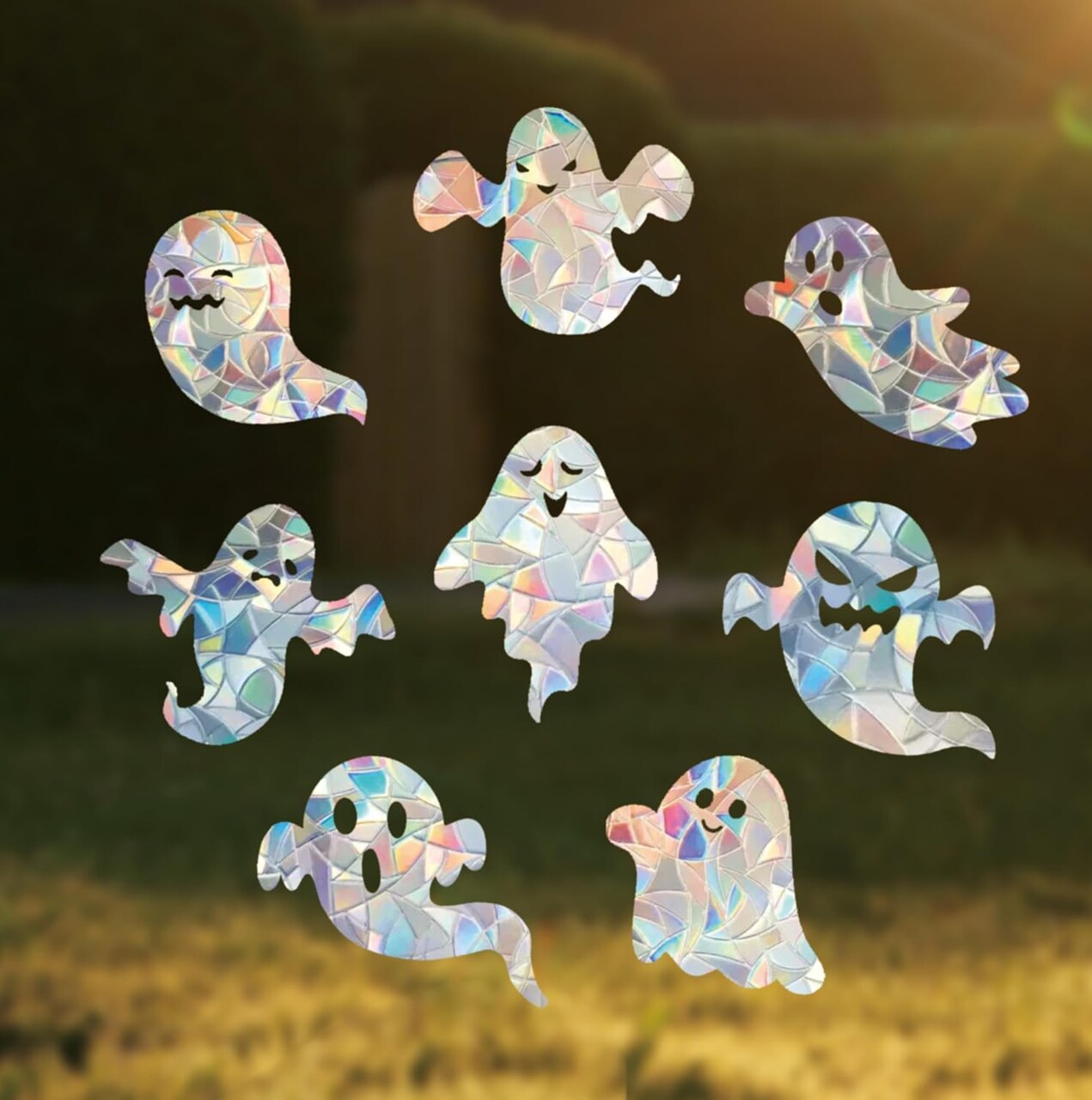 8 Pcs - Little Ghosts Window Clings, Window Decals,Spooky Halloween Suncatcher Stickers